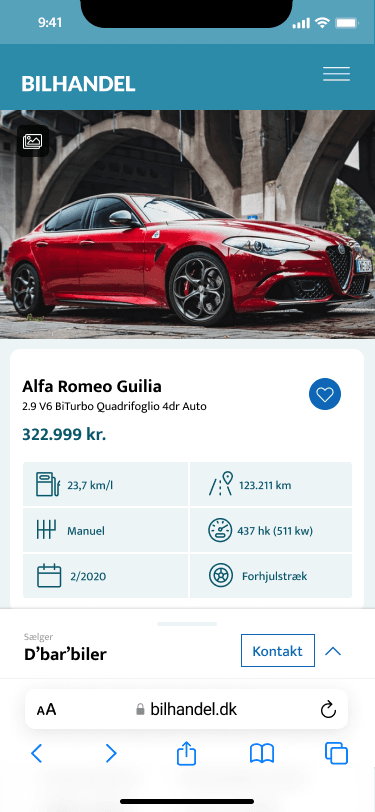 Bilhandel.dk — key screen